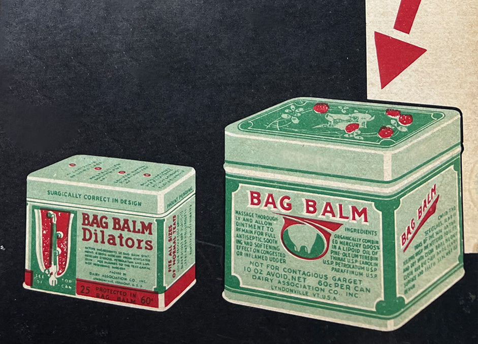 Vintage illustration of Bag Balm products