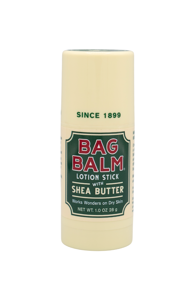 Bag Balm lotion stick with shea butter on a white background