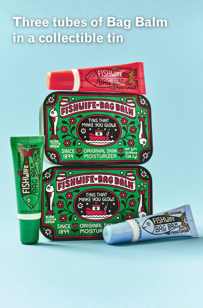 Fishwife X Bag Balm collaboration tin and tubes