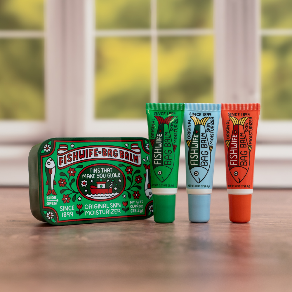 Fishwife X Bag Balm collaboration tin and tubes