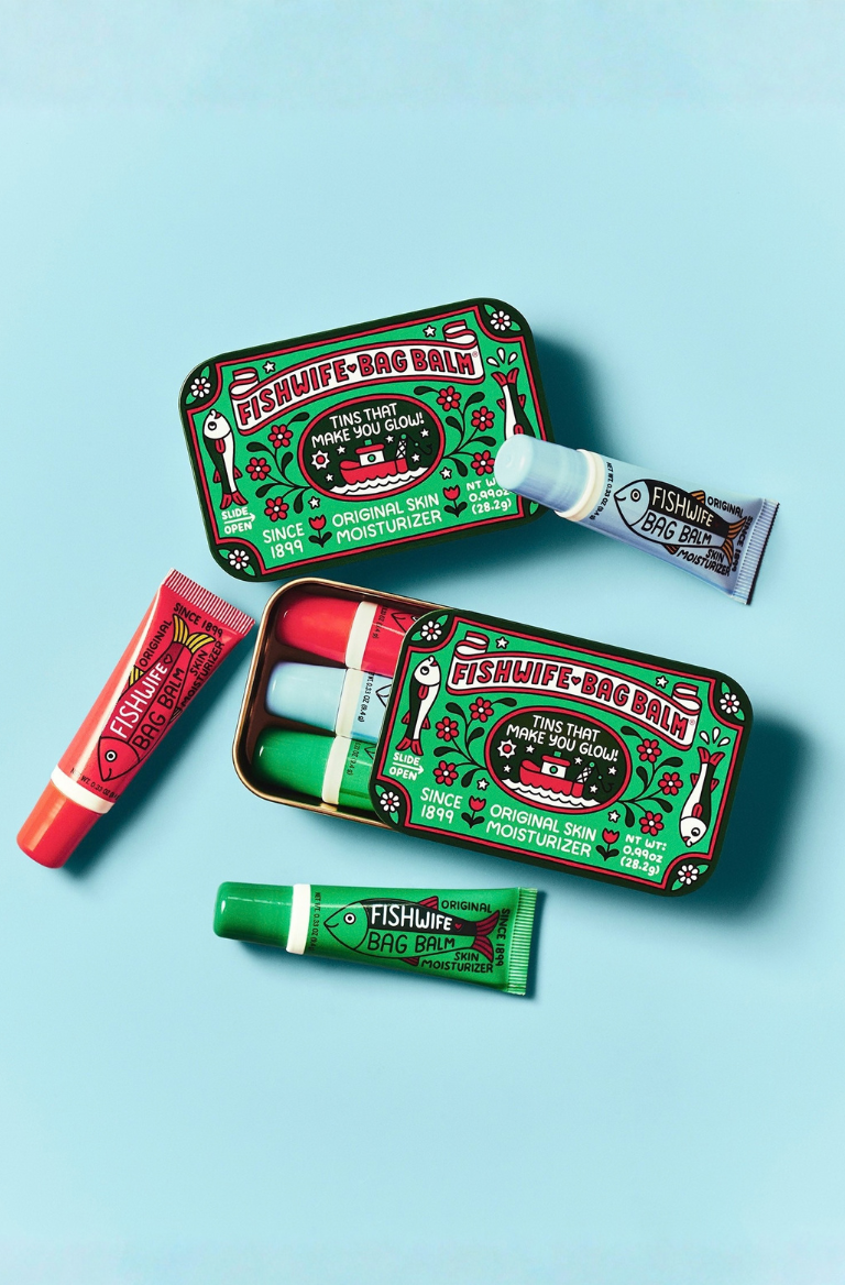 Fishwife X Bag Balm collaboration tin and tubes