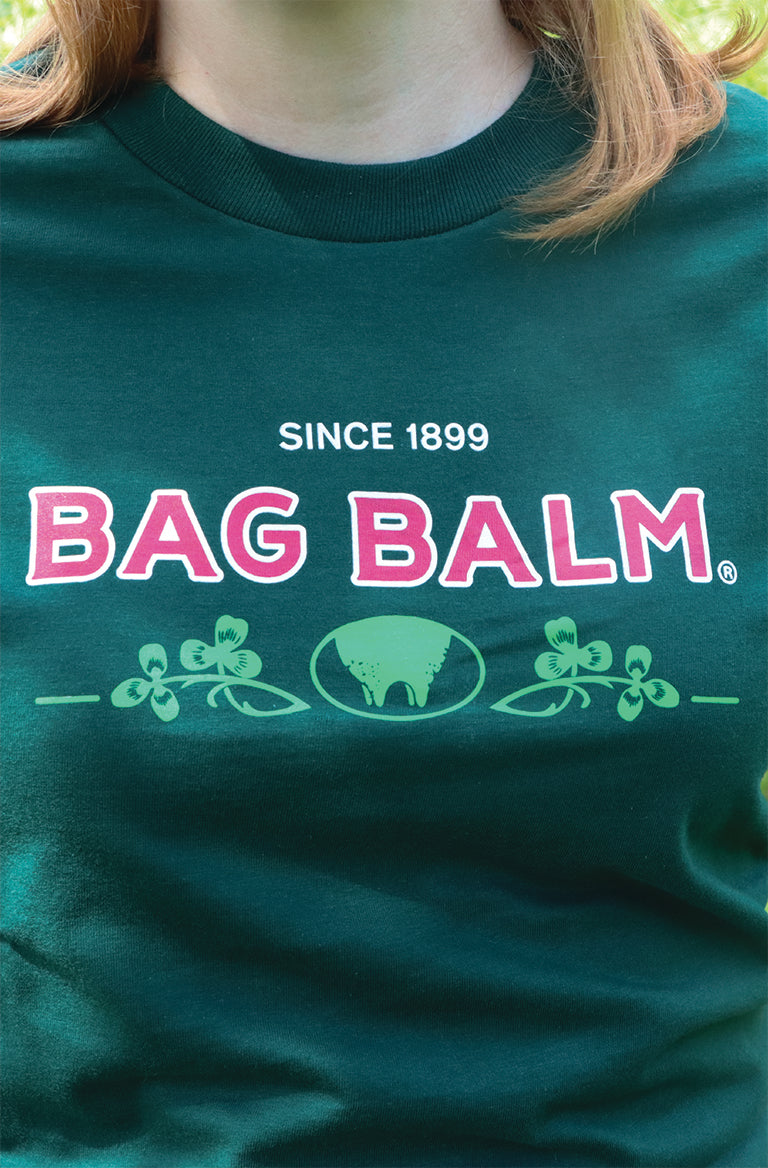 Green T-shirt with Bag Balm logo