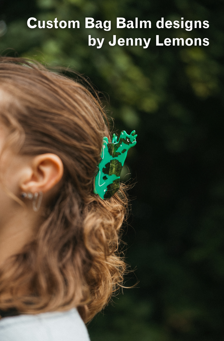 Woman wearing Green Cow shaped Hair Clip