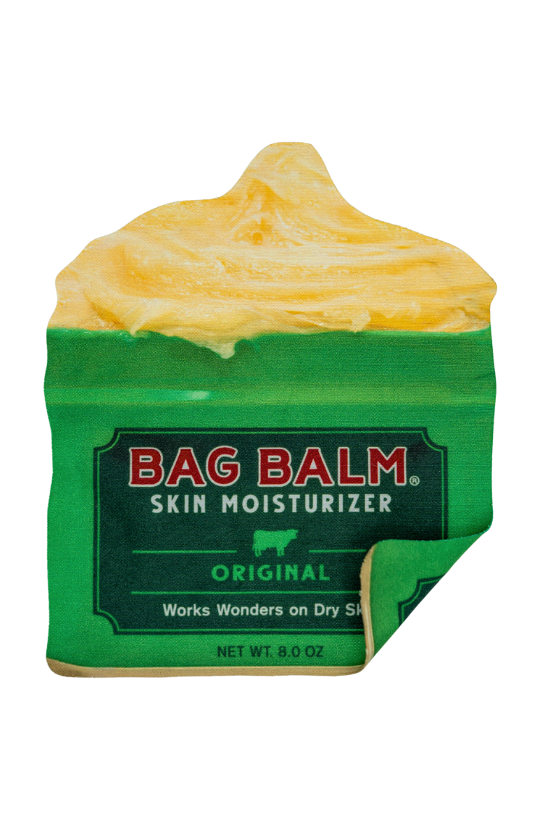 A glasses wipe shaped like a Bag Balm tin.