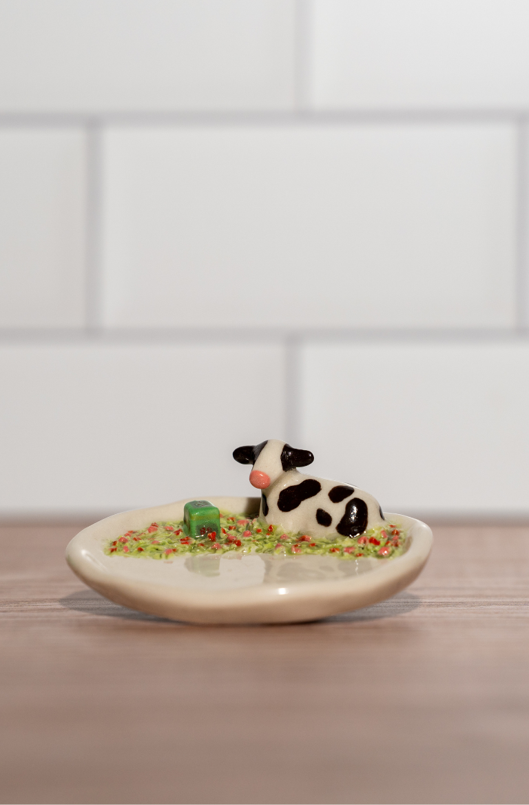 Ceramic Trinket Tray with cow